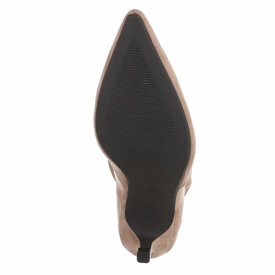 Kaki suède enkellaarzen met elegante plooien en hak-Selise  SOLD OUT