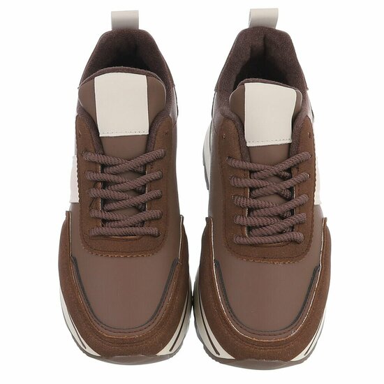 Dames sneaker bruin met plateauzool-Doha