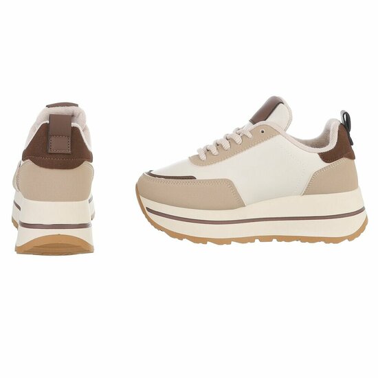 Dames sneaker kaki bruin met plateauzool-Doha