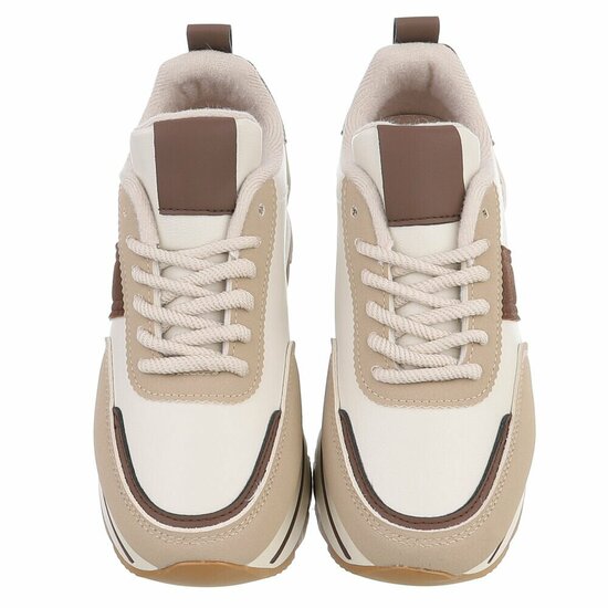 Dames sneaker kaki bruin met plateauzool-Doha