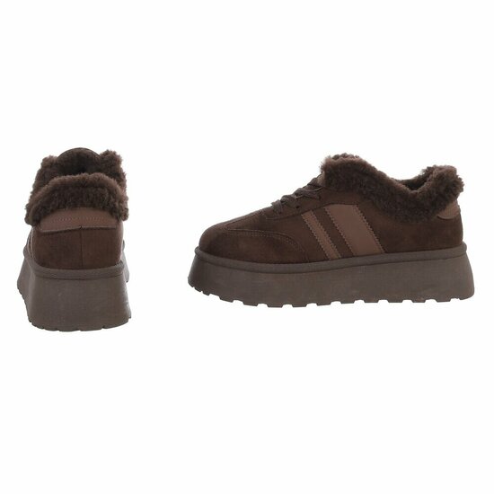 Dames sneakers donkerbruin met warme voering en plateauzool-Celine