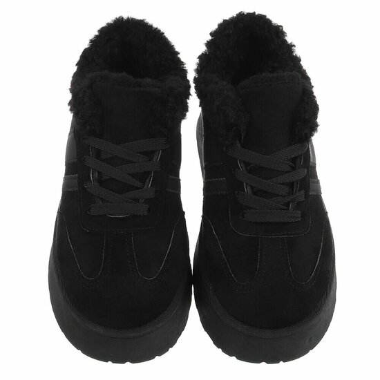 Dames sneakers zwart met warme voering en plateauzool-Celine