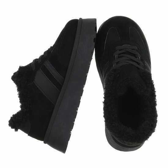 Dames sneakers zwart met warme voering en plateauzool-Celine