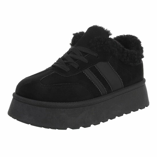 Dames sneakers zwart met warme voering en plateauzool-Celine