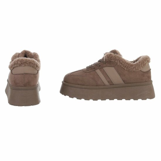 Dames sneakers mokkabruin met warme voering en plateauzool-Celine