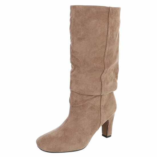 Kaki elegante laarzen met blokhak-Geraldyne