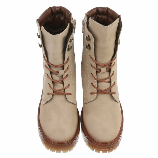 Beige enkellaarzen met chunky hak-Brisha