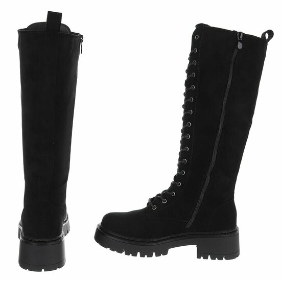 Zwarte suède hoge boots-Micheline