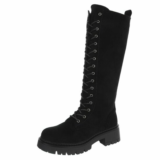 Zwarte suède hoge boots-Micheline