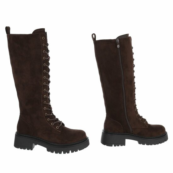 Bruine suède hoge boots-Micheline