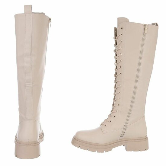Beige hoge veterboot Marja