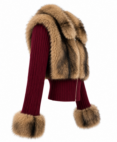 Luxe bordeaux knight jacket met bont