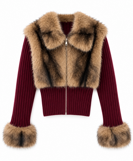 Luxe bordeaux knight jacket met bont