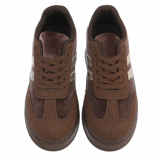 Bruine sneakers met gouden strepen en chunky zool-Darlina