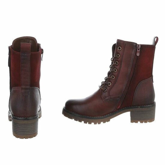 Bordeaux veterboots met rits en profielzool-Yentl