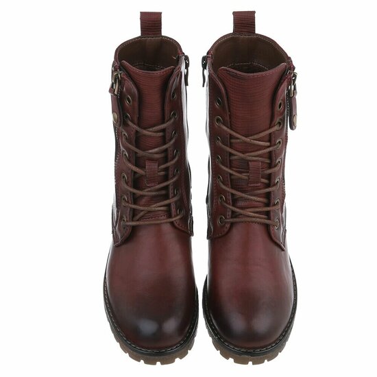 Bordeaux veterboots met rits en profielzool-Yentl