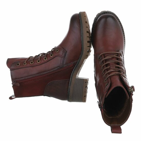 Bordeaux veterboots met rits en profielzool-Yentl