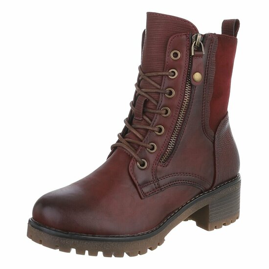 Bordeaux veterboots met rits en profielzool-Yentl