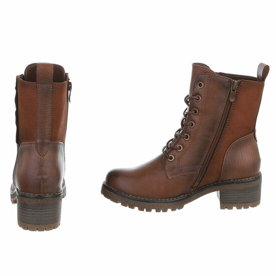 Camel veterboots met rits en profielzool-Yentl