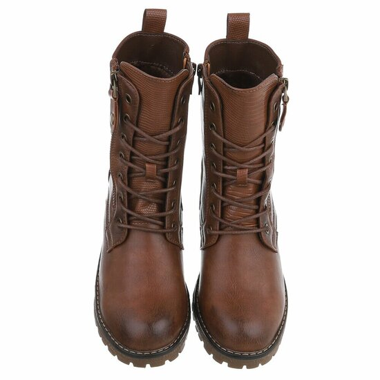 Camel veterboots met rits en profielzool-Yentl