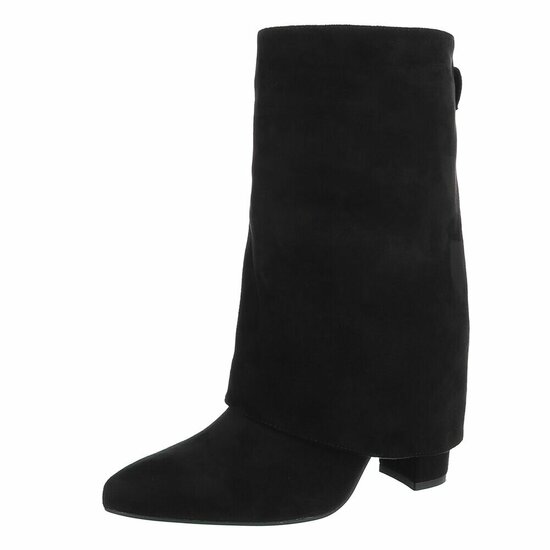 Zwarte suede laars met omslag Alora