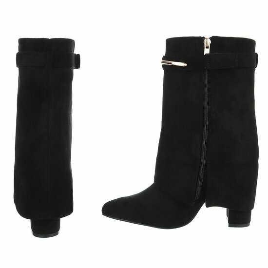 Zwarte suede laars met omslag Alora