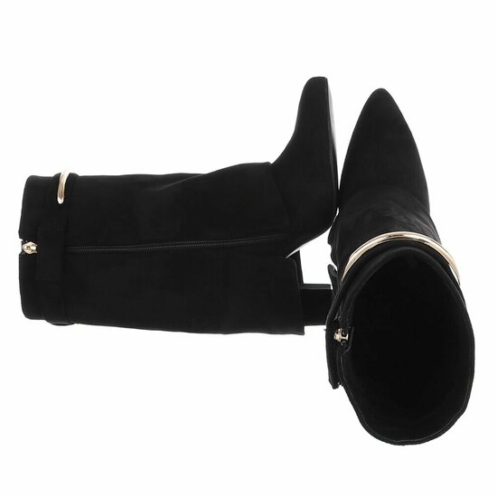 Zwarte suede laars met omslag Alora