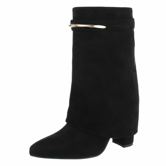 Zwarte suede laars met omslag Alora