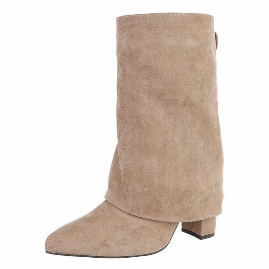 Kaki suede laars met omslag Alora