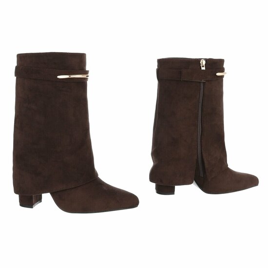 Bruine suede laars met omslag Alora
