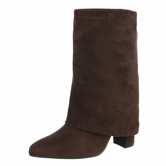 Bruine suede laars met omslag Alora