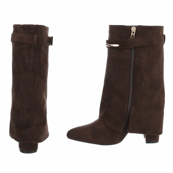 Bruine suede laars met omslag Alora