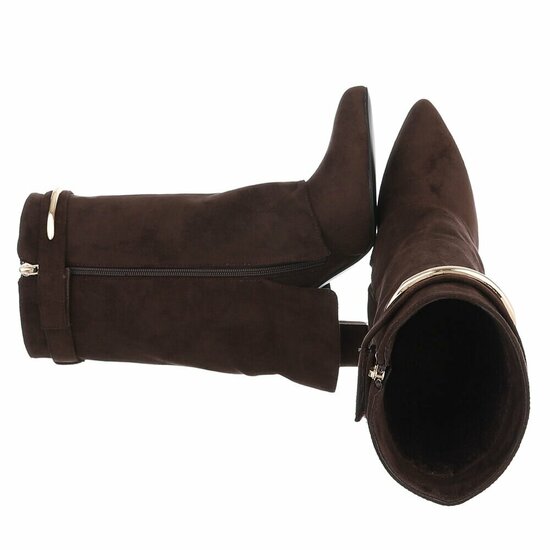Bruine suede laars met omslag Alora