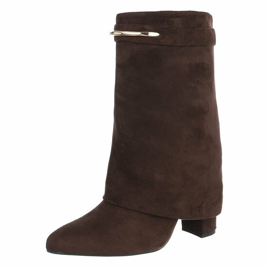 Bruine suede laars met omslag Alora