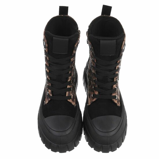 Chunky veterboots met leopard print en  strassdetails-Irena  