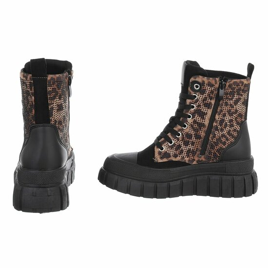 Chunky veterboots met leopard print en  strassdetails-Irena  