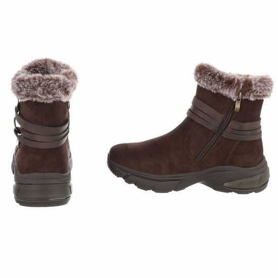 Bruine winter boots met taupe faux fur en hartdetail