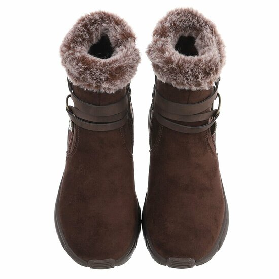 Bruine winter boots met taupe faux fur en hartdetail
