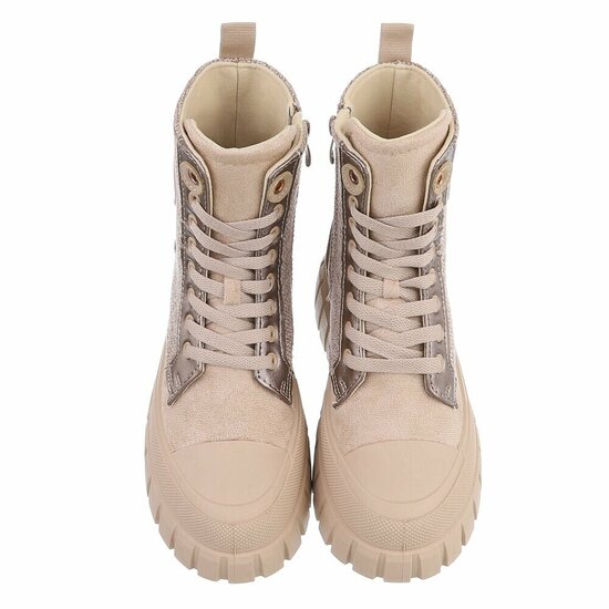 Kaki chunky veterboots met smileydetail-Ulrika