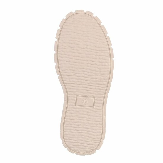 Beige chunky veterboots met smileydetail-Ulrika