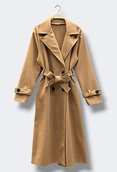 Camel wollen jas met ceintuur – Made in Italy