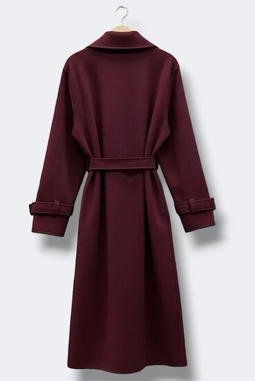 Bordeaux wollen jas met ceintuur – Made in Italy