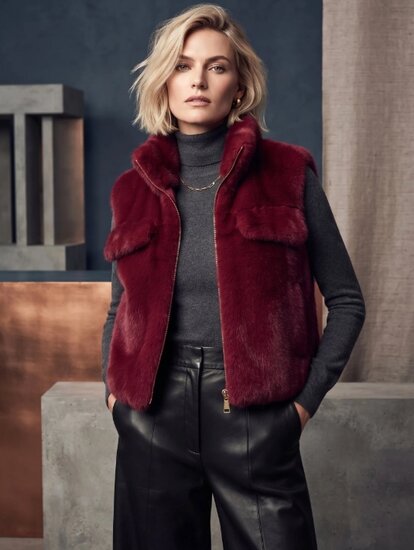 Bordeaux bodywarmer in teddy fleece