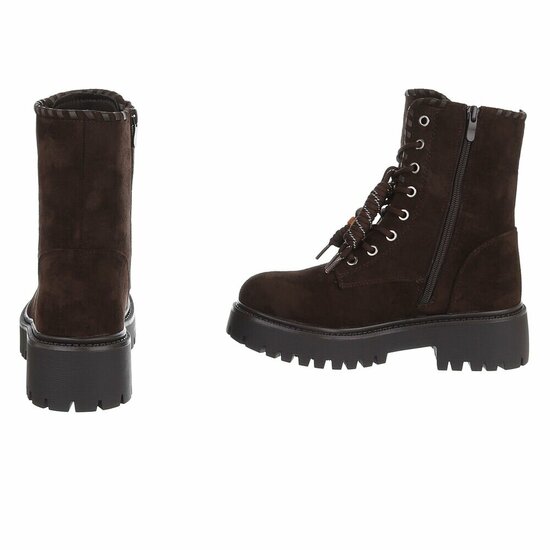 Bruine suède veterboots met grove zool