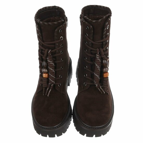 Bruine suède veterboots met grove zool