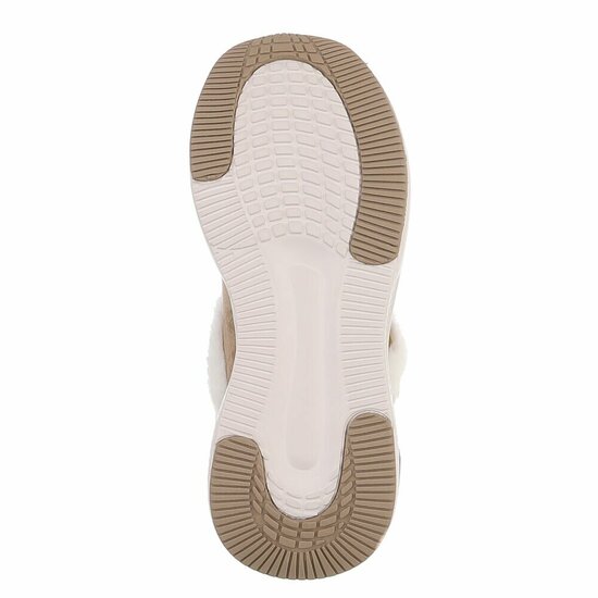 Kaki wintersneakers met warme imitatiebontkraag-Tamara