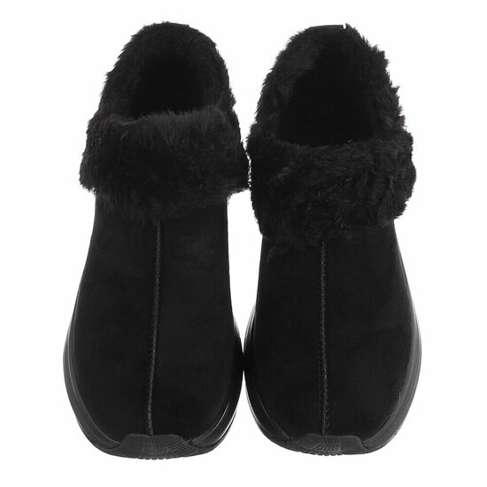 Zwarte wintersneakers met warme imitatiebontkraag-Tamara