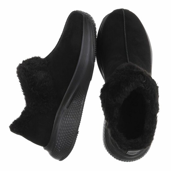 Zwarte wintersneakers met warme imitatiebontkraag-Tamara