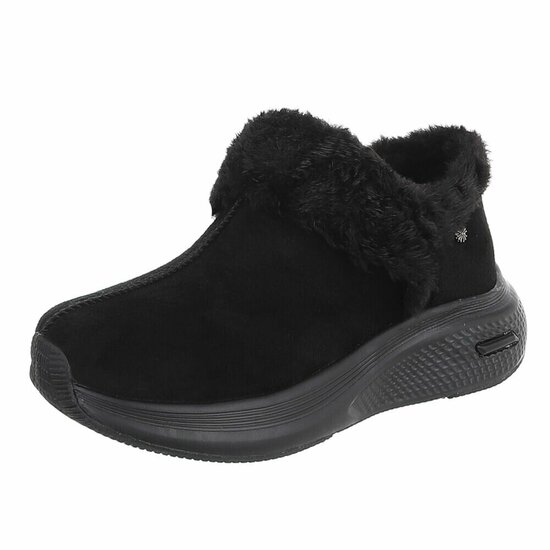 Zwarte wintersneakers met warme imitatiebontkraag-Tamara