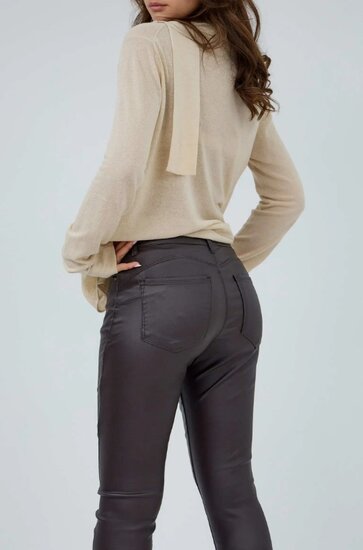 Maroon bruine slim fit leatherlook broek